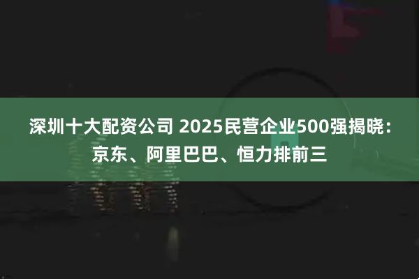 深圳十大配资公司 2025民营企业500强揭晓：京东、阿里巴巴、恒力排前三